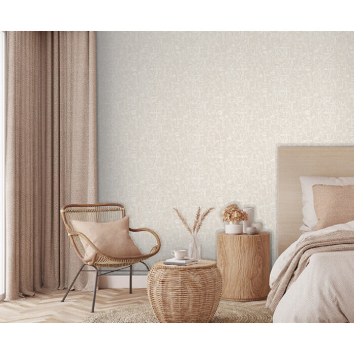 Arty - Faces beige/wit M412-07