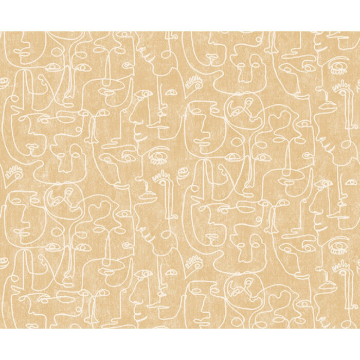 Arty - Faces oker/wit M412-12