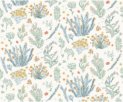My Kingdom - Flowers beige/groen A906-10