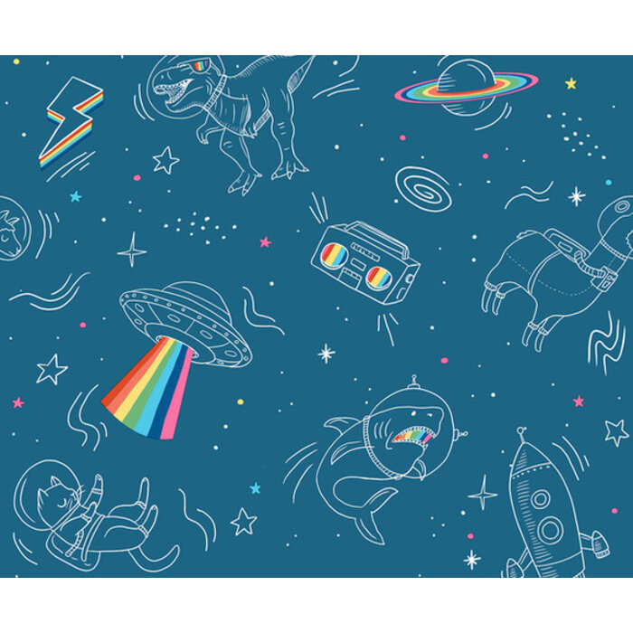 My Kingdom - Animals in Space blauw M368-01