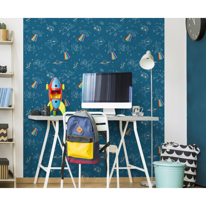 My Kingdom - Animals in Space blauw M368-01