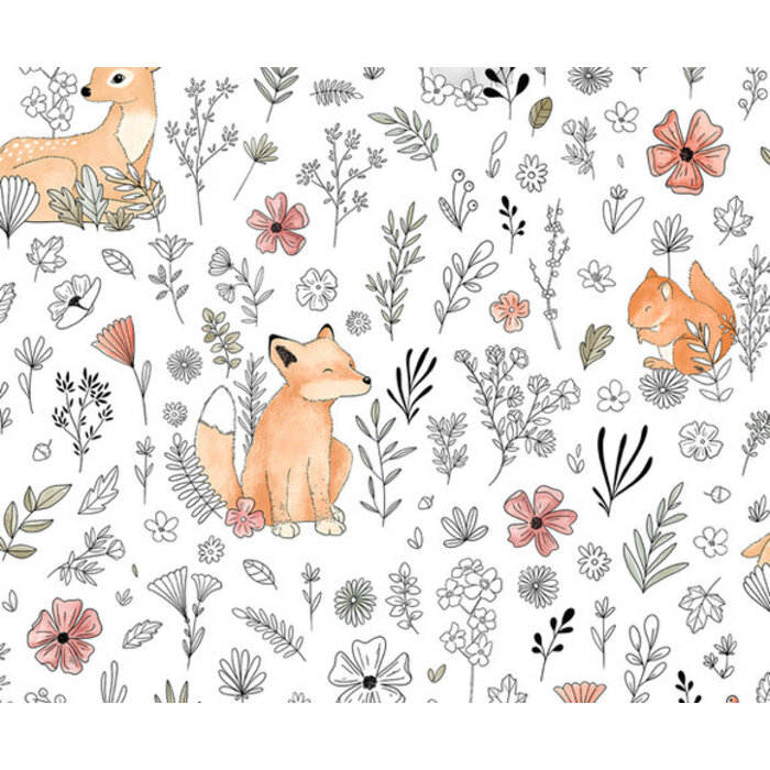 My Kingdom - Fox & Deer wit/beige M518-05