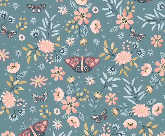 My Kingdom - Butterflies blwgroen/roze M581-04