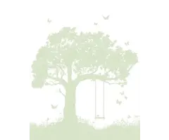 Fotobehang silhouet van een boom met schommel