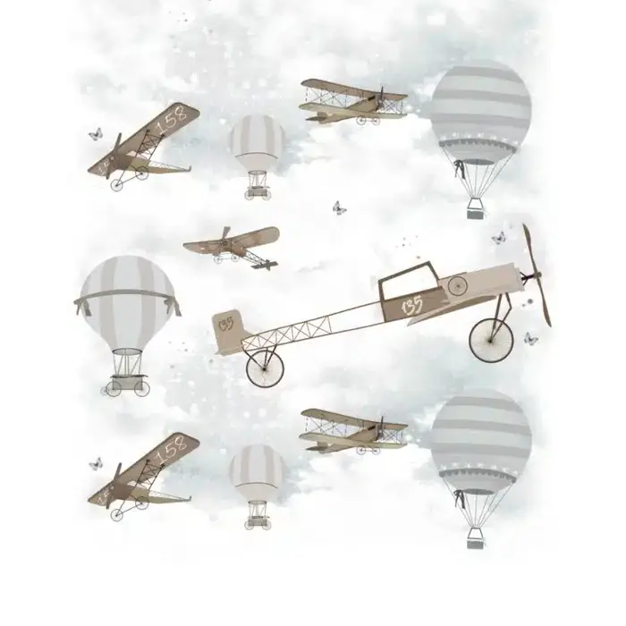 Fotobehang met vliegtuigen en luchtballonnen