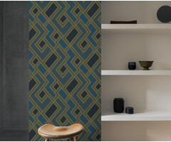 Asperia - Fabric Geo donkerblauw/goud