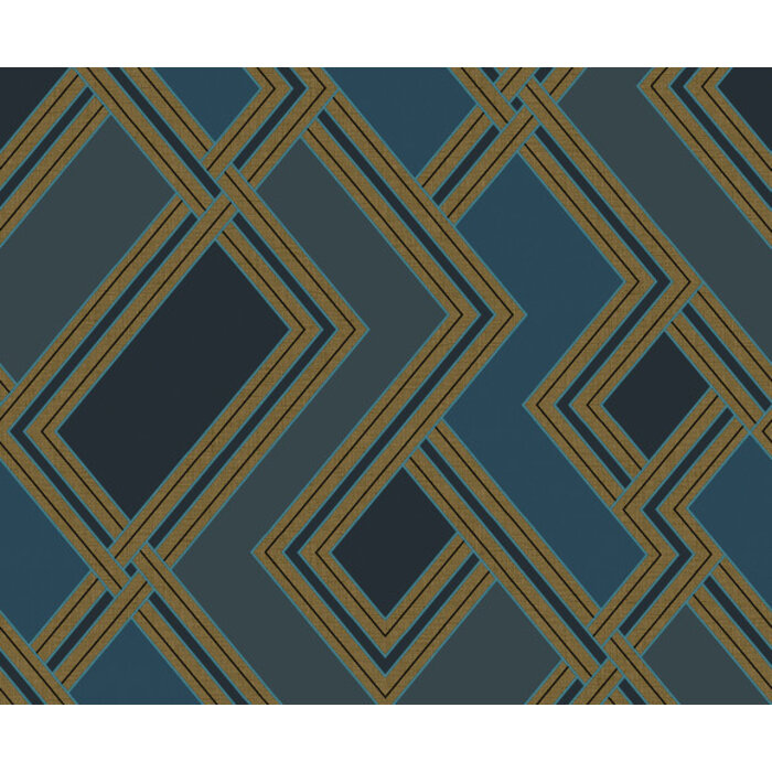 Asperia - Fabric Geo donkerblauw/goud