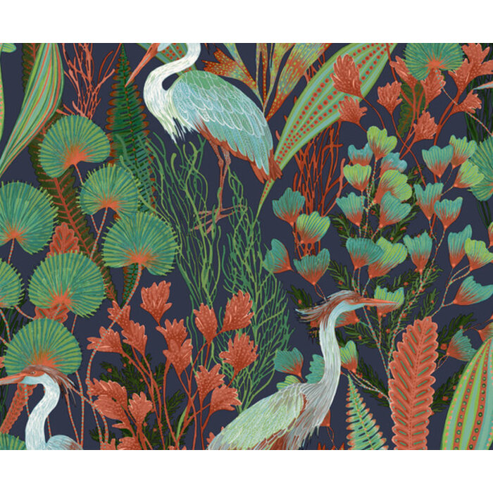 Ciara - Tropical Cranes zwart/groen/rood