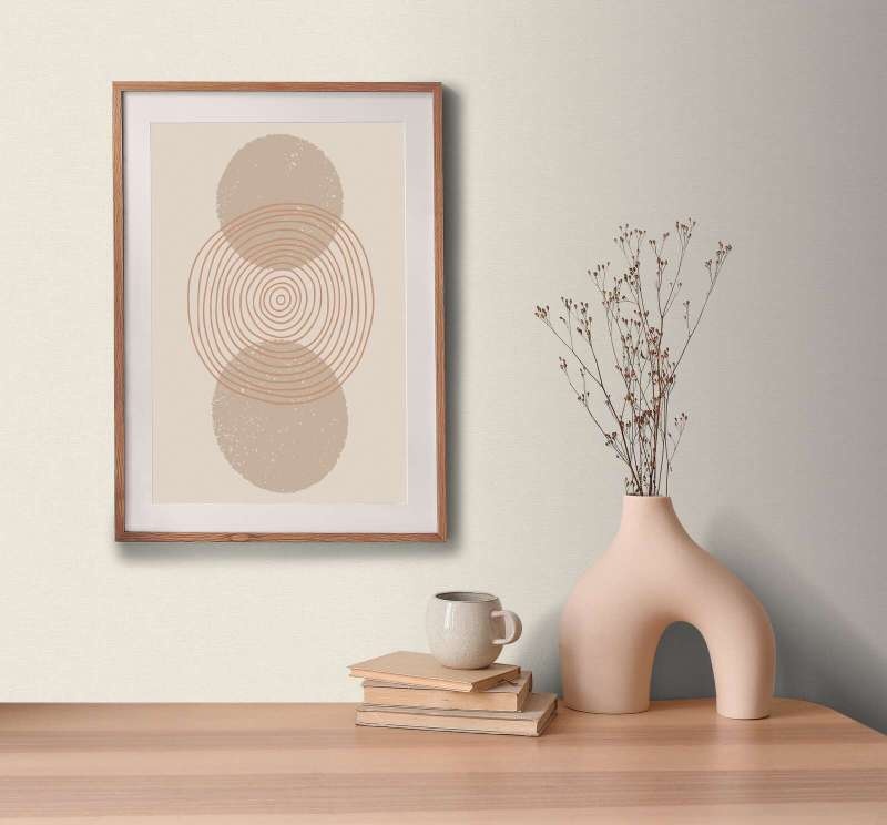 Crème beige vliesbehang met textielstructuur