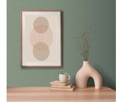 Groen Grijs Behang Olijfgroen, mat & met Textiel Optiek