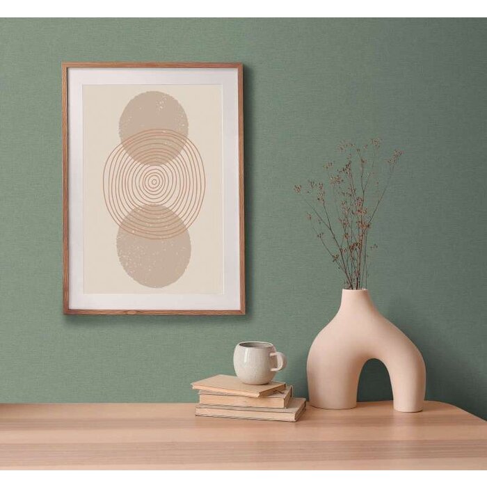 Groen Grijs Behang Olijfgroen, mat & met Textiel Optiek