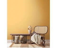 Effen vliesbehang met linnenlook - geel