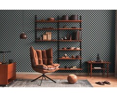 Retro behang met lichte structuur en cirkelpatroon - blauw, geel, roze