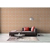 Retro behang met ruitpatroon in warme kleuren - oranje, beige