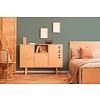 Vliesbehang met retroschaalpatroon - blauw, bruin, geel