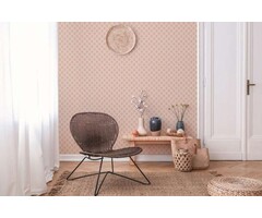 Vliesbehang met cirkelpatroon in zachte kleuren - beige, oranje, paars