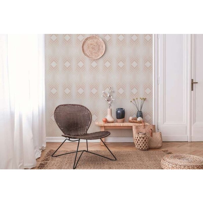 Retro behang met ruitpatroon in zachte kleuren - beige, crème, wit