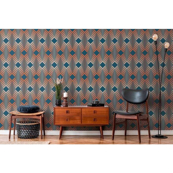 Abstract Ruitpatroon in Retrostijl - Blauw, Rood, Roze