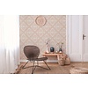 Retro behang met geometrische ornamenten in zachte kleuren - beige, crème, wit
