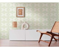 Retropatroon op vliesbehang in lichtgroen - groen, crème