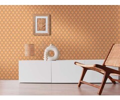 Retro behang met structuurschubbenpatroon - bruin, geel, oranje