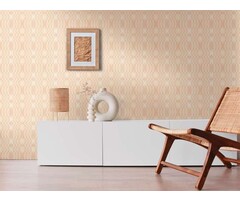 retrobehang met lichte structuur en geometrisch patroon - beige, crème, wit