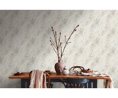 Goud marmer behang met metalen structuur ontwerp - wit, metallic