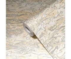 Gemarmerd behang abstract ontwerp - beige, grijs, crème