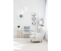 behang kinderkamer stippen - blauw, wit, geel