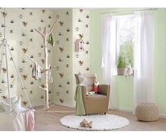 Nursery Panda Behang - Groen, Zwart, Wit