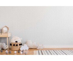 Kinderdagverblijf meisjes behang harten patroon - roze, grijs, beige