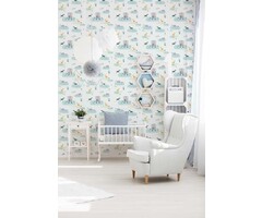 Safari behang kinderkamer - kleurrijk, groen, grijs