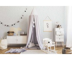 Kinderkamer behang stippen - blauw, wit, groen