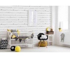 behang kinderkamer strepen & harten - zwart, wit