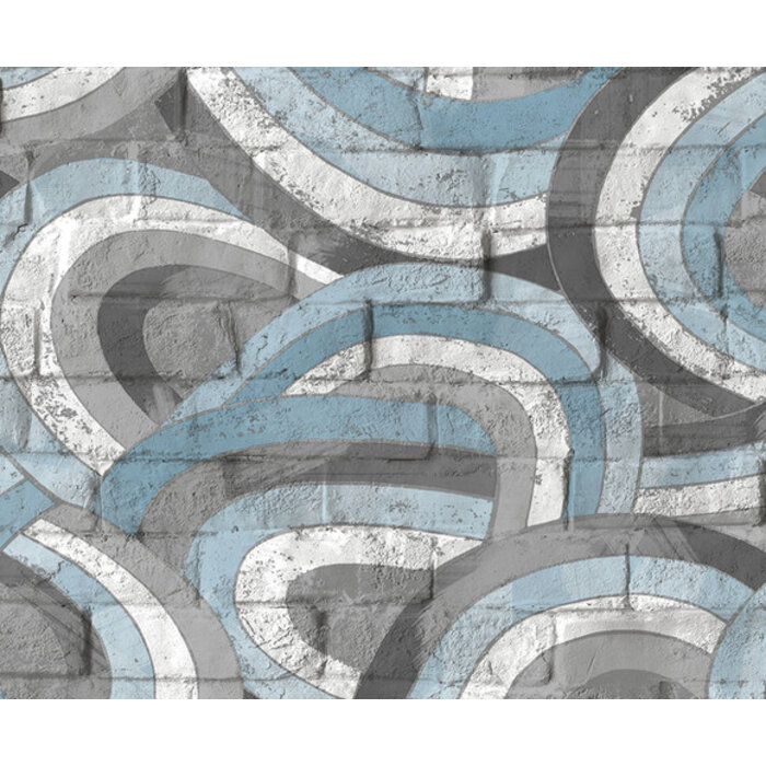 Pop - baksteen/graffiti blauw/grijs