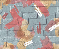 Pop - baksteen/verf blauw/roze