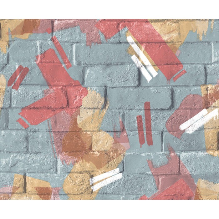 Pop - baksteen/verf blauw/roze