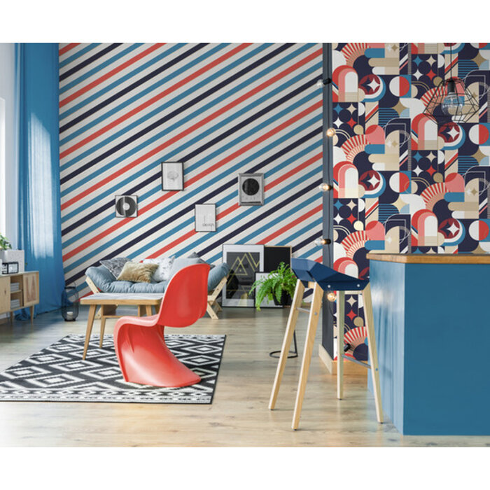 Pop - streep rood/wit/blauw