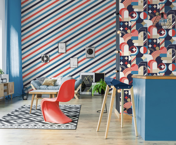 Pop - Retro rood/wit/blauw