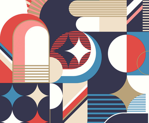 Pop - Retro rood/wit/blauw