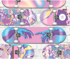 Pop - skateboard grijs/roze/paars