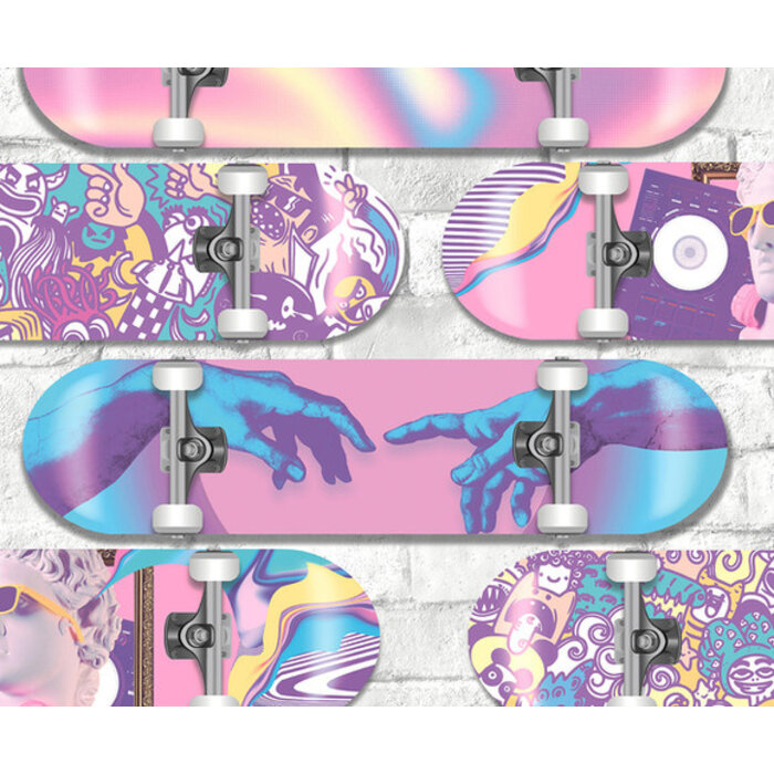 Pop - skateboard grijs/roze/paars