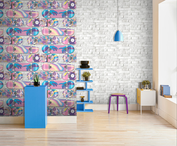 Pop - skateboard grijs/roze/paars