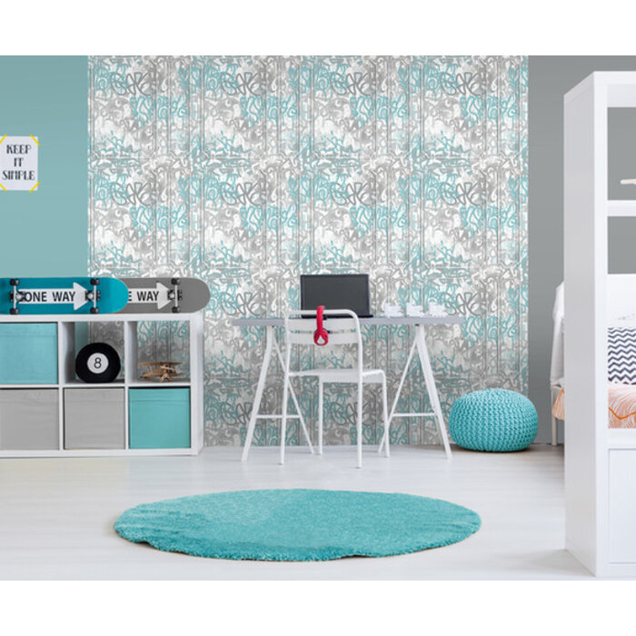 Pop - graffiti grijs/blauw