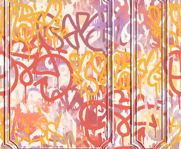 Pop - graffiti rood/geel/paars