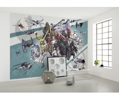 Fotobehang Star Wars – Cartoon Collage Wide