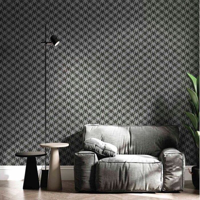 Behang met grote pied-de-poule print