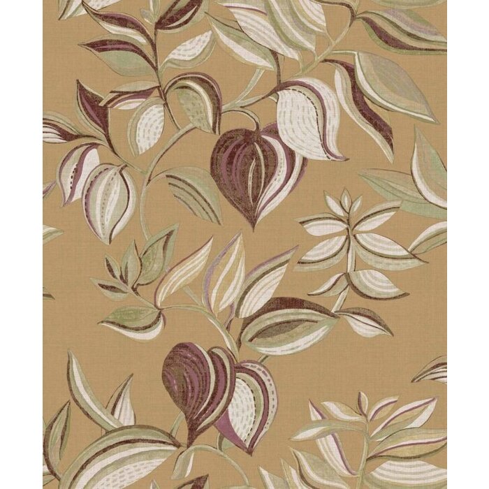 Behang met bladerenprint