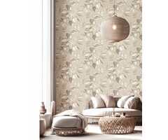 Behang met bladerenprint