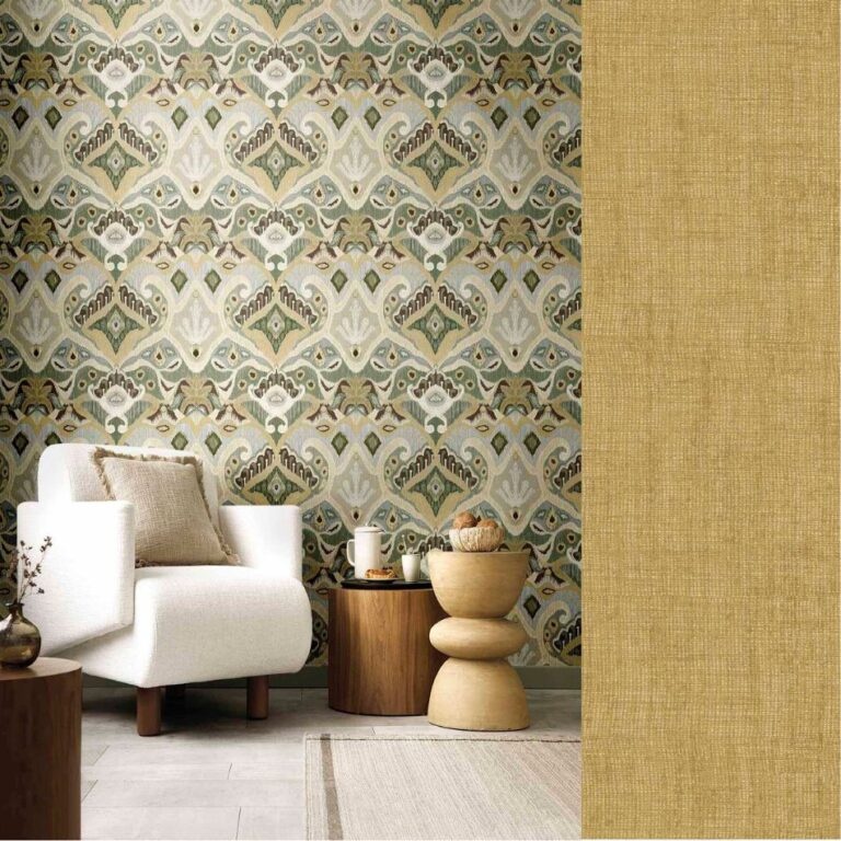 Behang met weefsel print en structuur